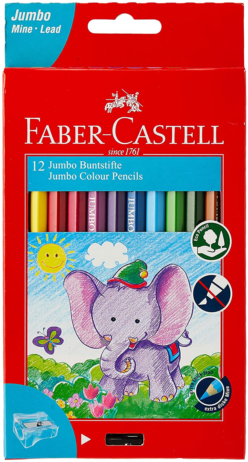 FABER-CASTELL Colour Pencil Jumbo 12 with sharpener - Al Masam Stationery LLC Main image