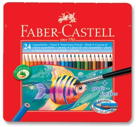 FABER-CASTELL Metal Tin 24 Color (Fish) - Al Masam Stationery LLC Main image