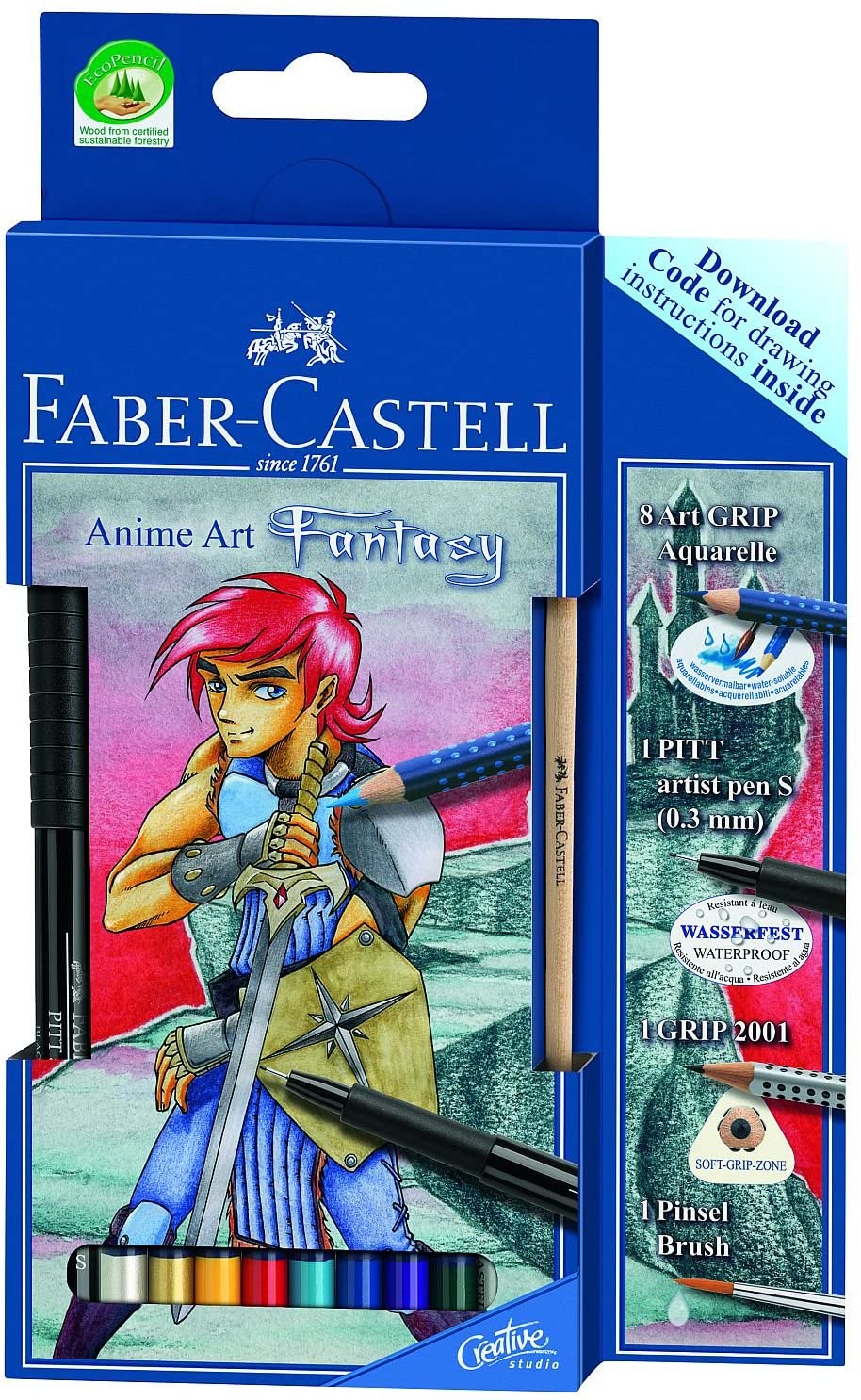 FABER-CASTELL Art Grip Aquarelle Studio Qulaity Color Pencils Anime Art "Fantasy" - Al Masam Stationery LLC Main image