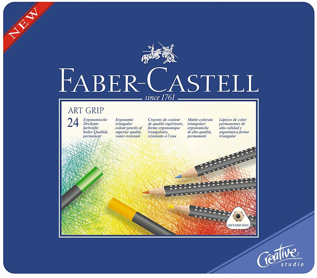 FABER-CASTELL Art Grip Aquarelle Studio Qulaity Color Pencils Tin of 24 colors - Al Masam Stationery LLC Main image