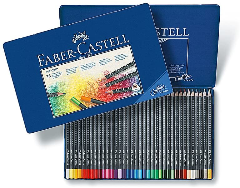 FABER-CASTELL Art Grip Aquarelle Studio Qulaity Color Pencils Tin of 36 colors - Al Masam Stationery LLC Main image