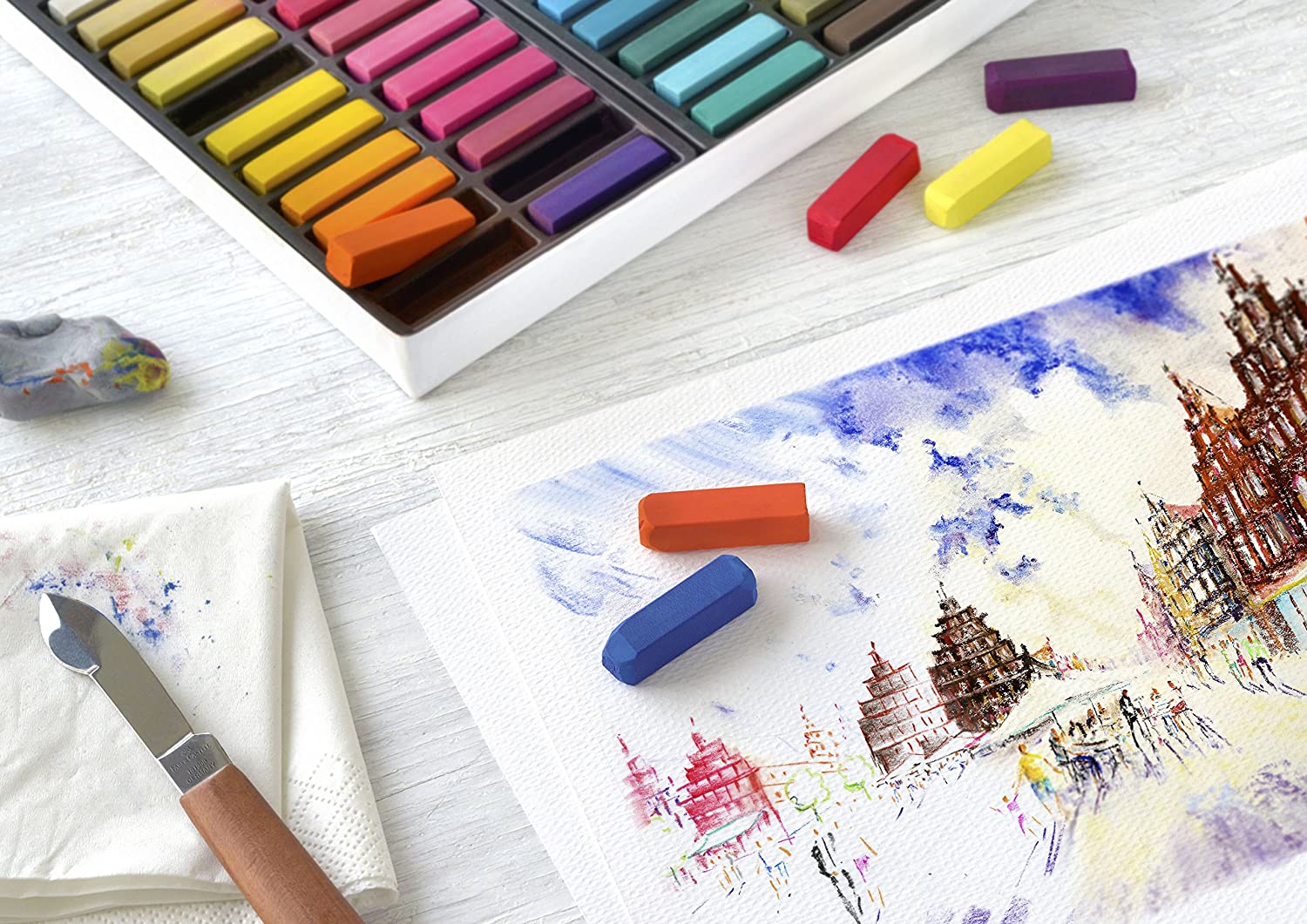 FABER-CASTELL Creative Studio Soft Pastels Full Length Box of 12 Secondary image