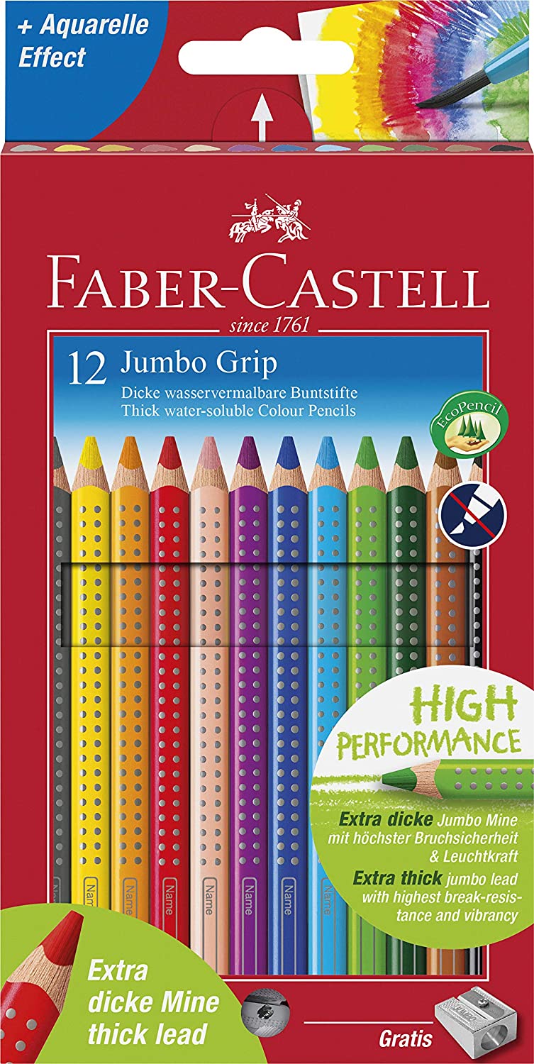 FABER-CASTELL JUMBO GRIP COL.PENCIL 12 COL - Al Masam Stationery LLC Main image