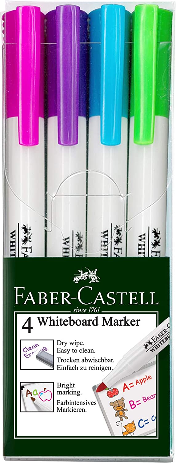 FABER-CASTELL Marker Slim White Board creative PET Box of 4 - Al Masam Stationery LLC Main image