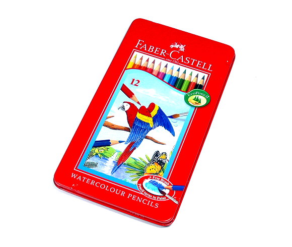 FABER-CASTELL Metal Tin 12 Color (Parrot) - Al Masam Stationery LLC Main image