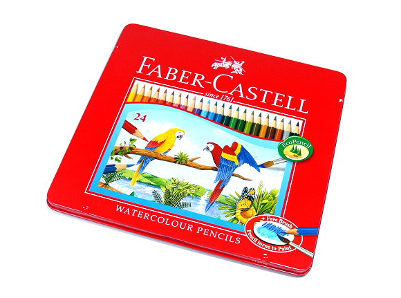 FABER-CASTELL Metal Tin 24 Color (Parrot) - Al Masam Stationery LLC Main image