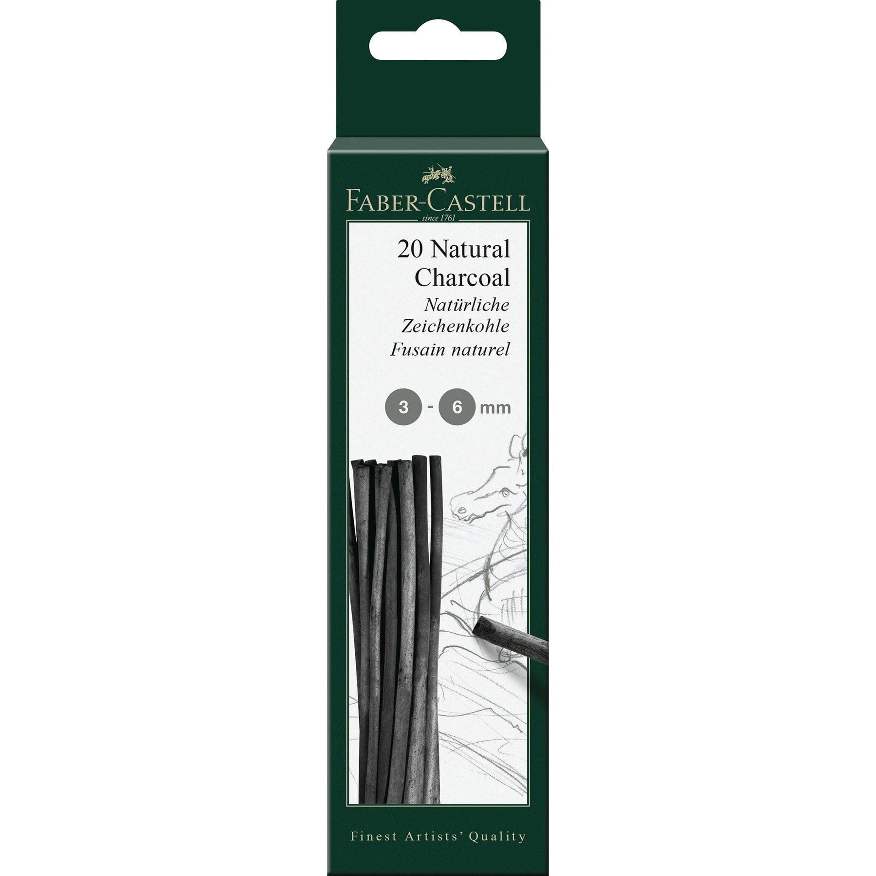 FABER-CASTELL NATURAL CHARCOL BLISTER 3-6MM - Al Masam Stationery LLC Main image