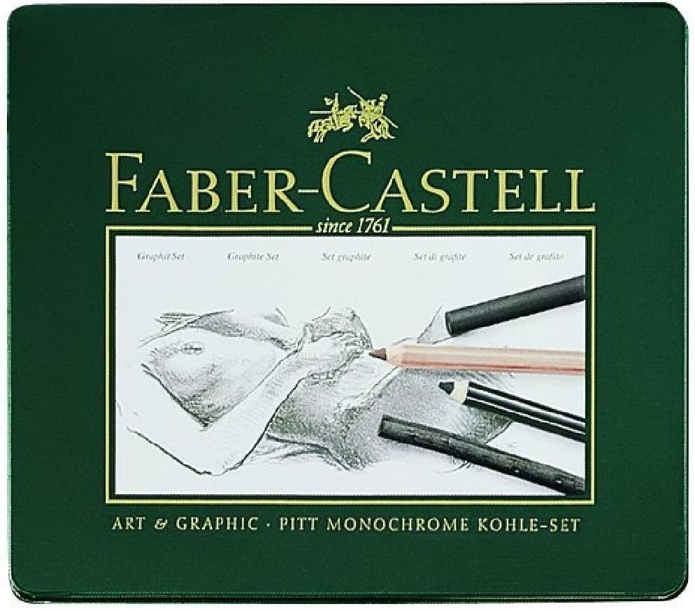 FABER-CASTELL PITT Monochrome Charcoal Pencil Set Tin of 22 - Al Masam Stationery LLC Main image