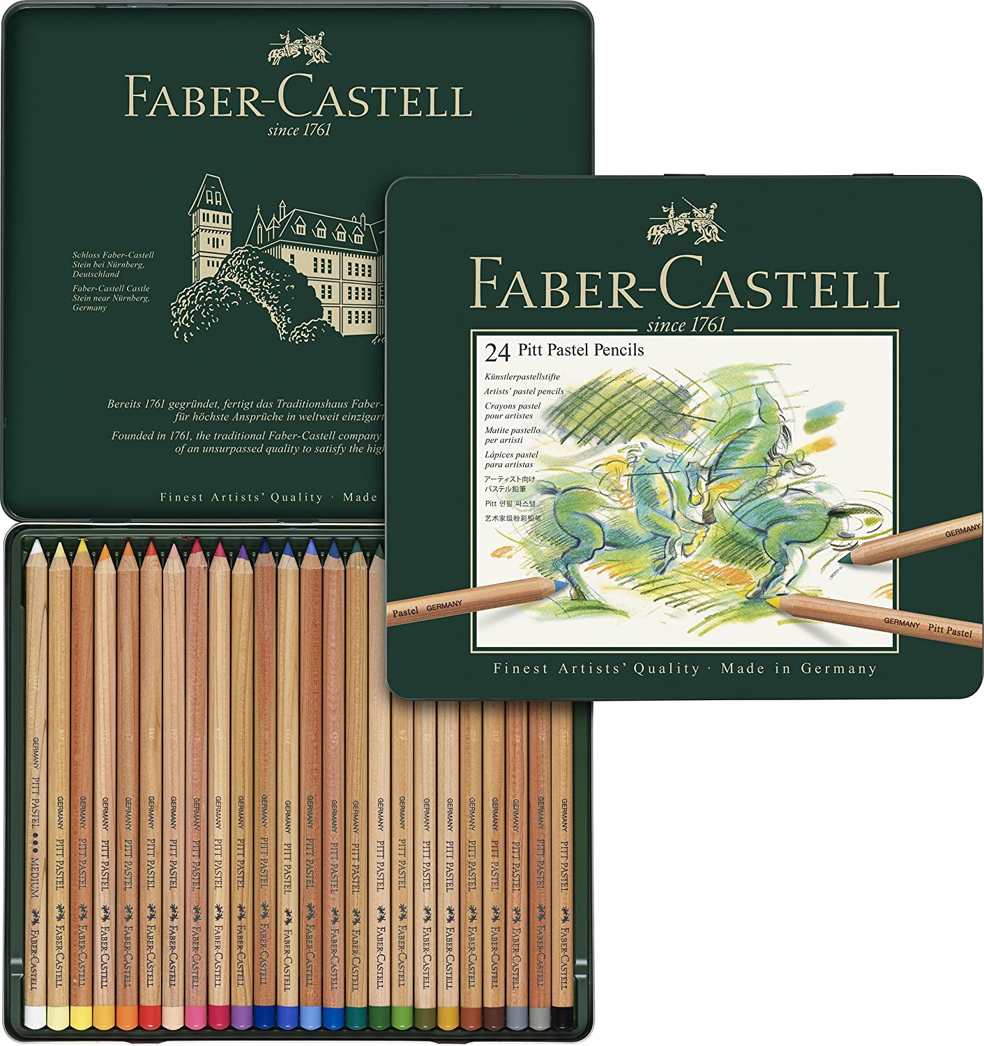 FABER-CASTELL PITT Pastel Pencils Tin of 24 colors - Al Masam Stationery LLC Main image