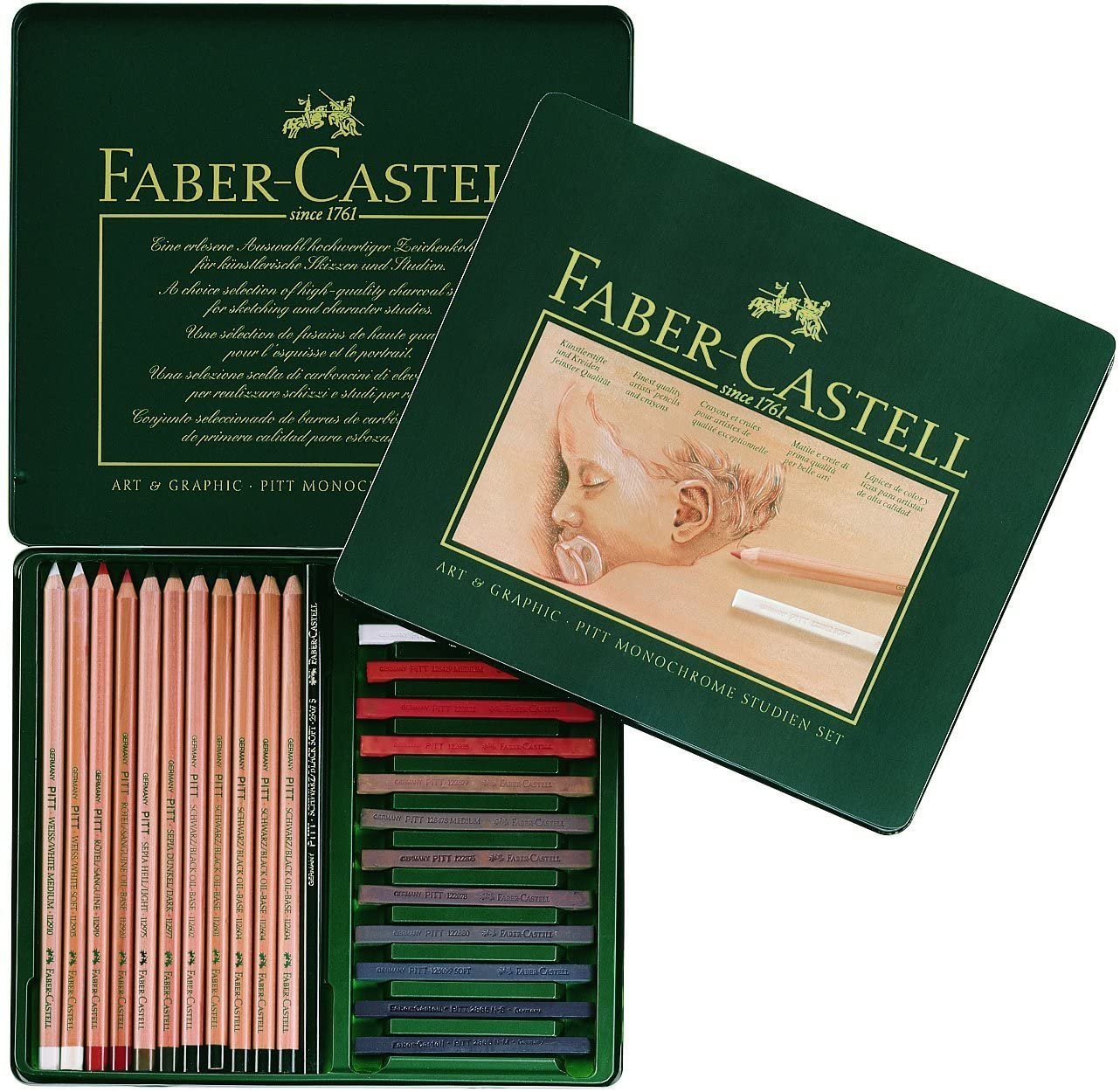 FABER-CASTELL PITT STUDY SET BIG SET/25 TIN - Al Masam Stationery LLC Main image