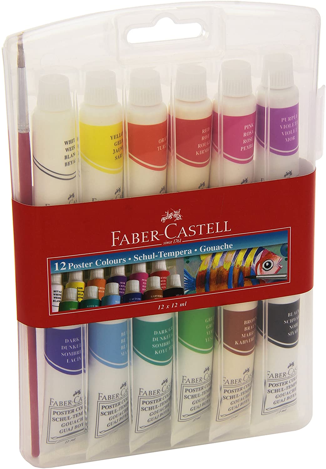 FABER-CASTELL Poster Colors 12Color 12ml Tubes Acrylic Case Hang-Sell - Al Masam Stationery LLC Main image