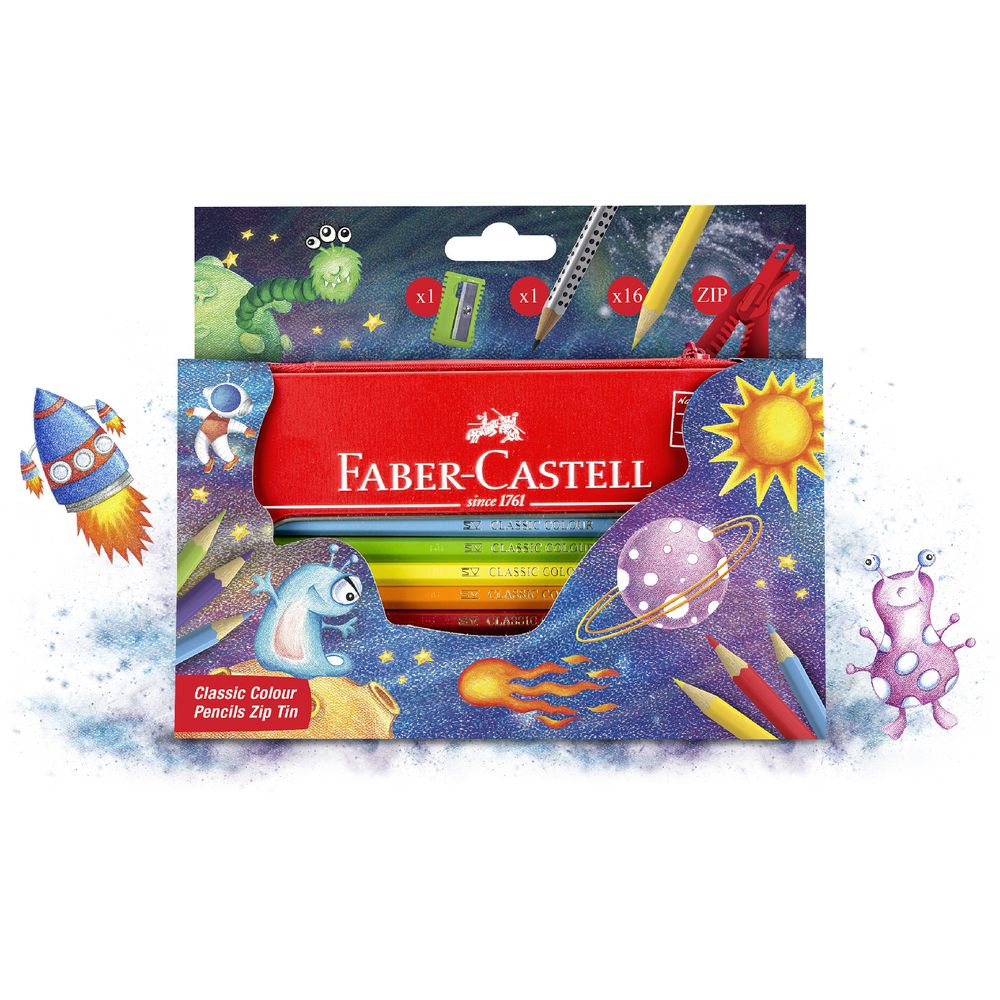 FABER-CASTELL Redline Classic Color Pencil 16 Long + Grip 2001 2B in Zip Tin - Al Masam Stationery LLC Main image