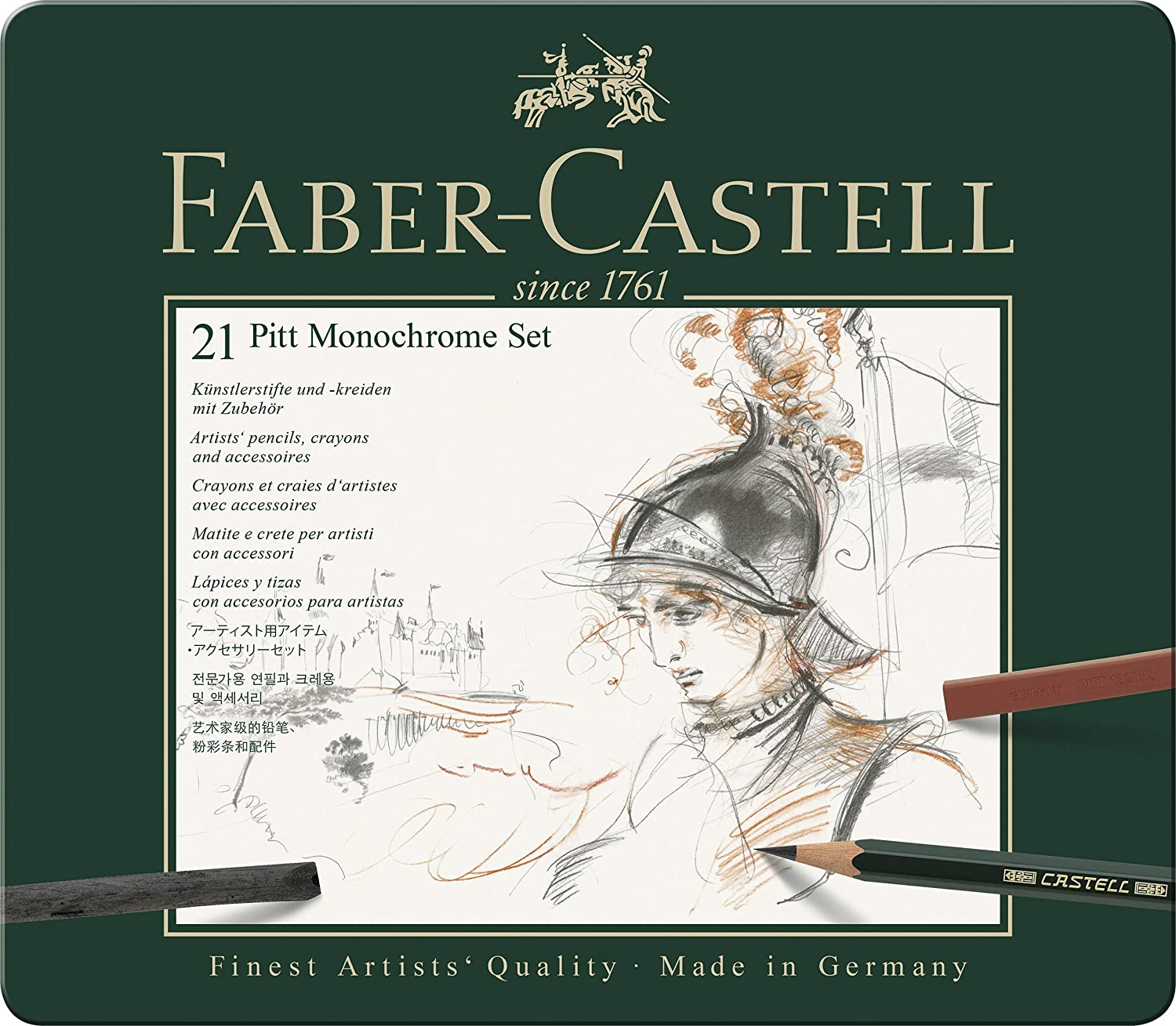 FABER-CASTELL Set PITT Monochrome tin of 21 - Al Masam Stationery LLC Main image