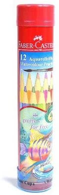 FABER-CASTELL WATER COLOUR PENCIL R/TIN 12COLOUR - Al Masam Stationery LLC Main image