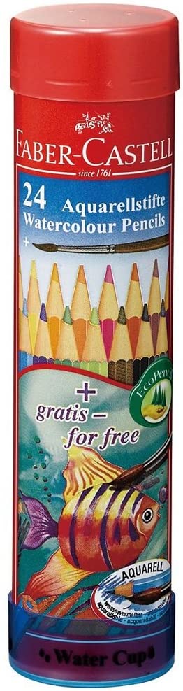 FABER-CASTELL WATER COLOUR PENCIL R/TIN 24 COLOUR - Al Masam Stationery LLC Main image