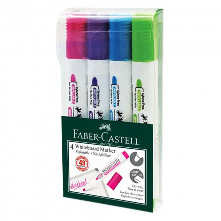 FABER-CASTELL Whiteboard Marker W50 creative 4x PET Box (Chisel Tip) 4 pastel colour- - Al Masam Stationery LLC Main image