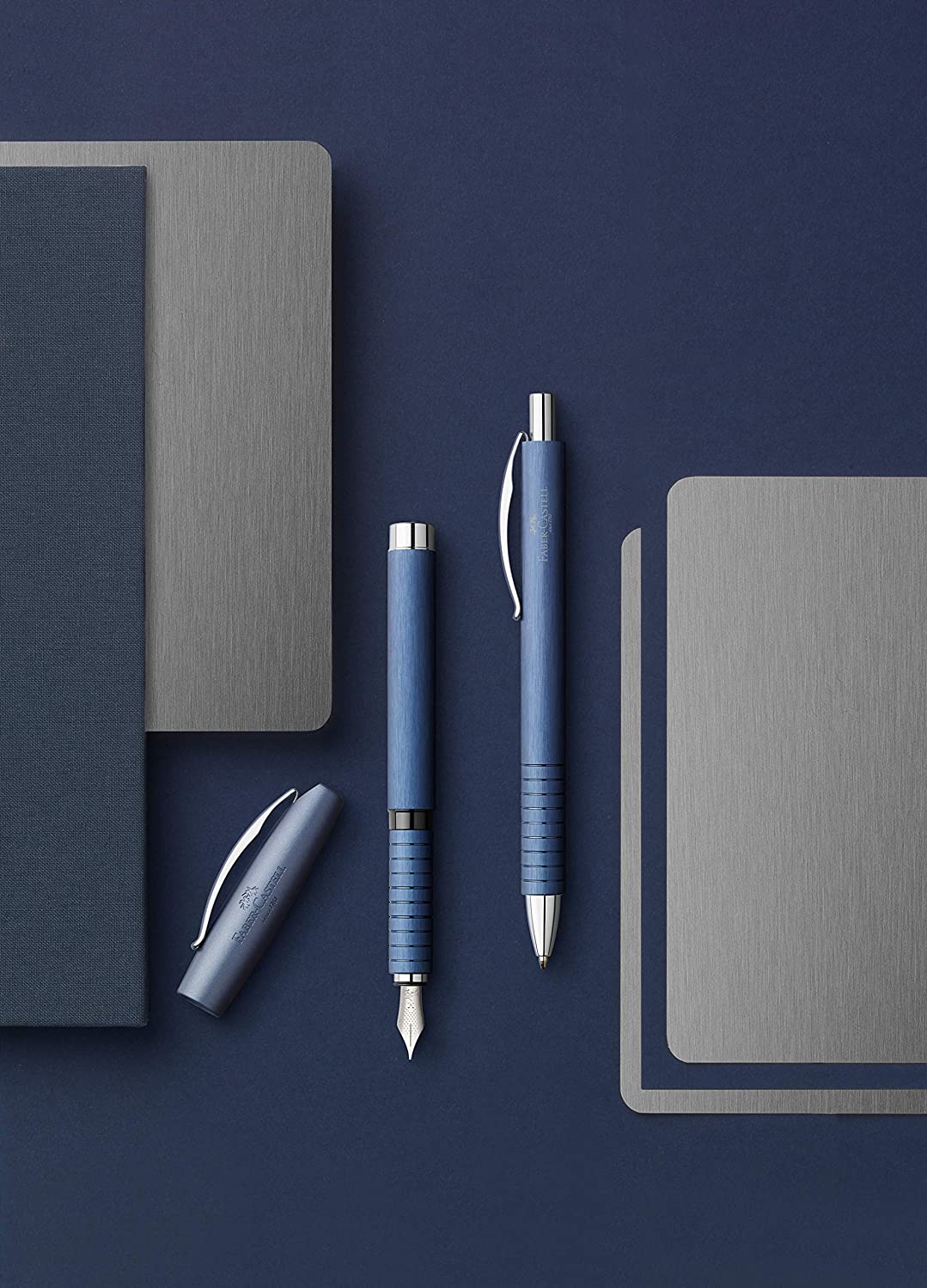 FABER-CASTELL Fountain Pen Essentio Aluminium Blue F - Al Masam Stationery LLC Main image