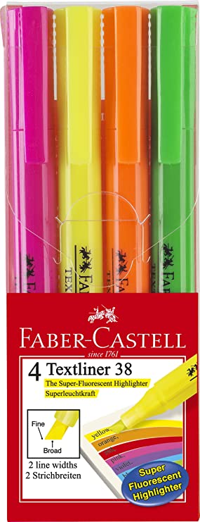 FABER-CASTELL Highlighter Textliner 38, 4 pcs Asst Col - Al Masam Stationery LLC Main image