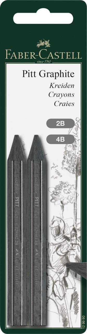 FABER-CASTELL Graphite Crayons PITT 2B/4B 2 in BC - Al Masam Stationery LLC Main image