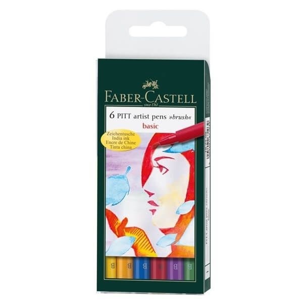 FABER-CASTELL PITT Artist Drawing Ink Pen Basic colors - Al Masam Stationery LLC Main image