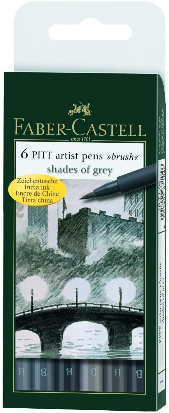 FABER-CASTELL PITT Artist Drawing Ink Pen Shades Of Grey - Al Masam Stationery LLC Main image