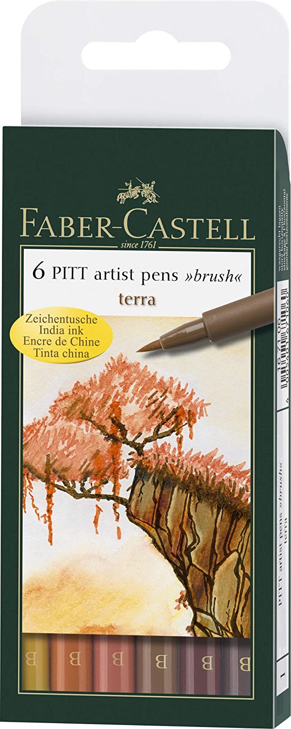 FABER-CASTELL PITT Artist Drawing Ink Pen Terra Earth colors - Al Masam Stationery LLC Main image
