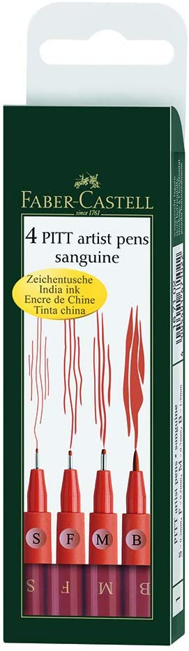 FABER-CASTELL PITT Artist Pen Sanguine Asst Line Widths - Al Masam Stationery LLC Main image