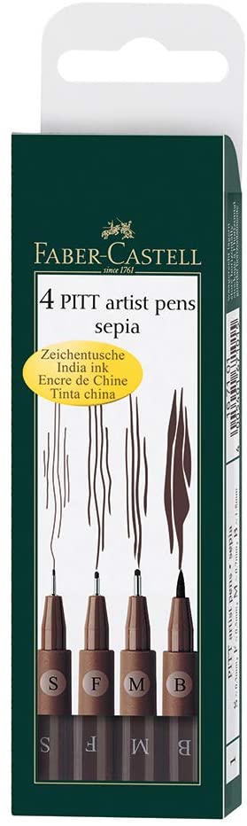 FABER-CASTELL PITT Artist Pen Sepia Asst Line Widths - Al Masam Stationery LLC Main image
