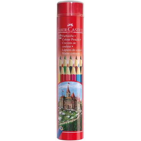 FABER-CASTELL Round Tin 12 Color Redline Col Pencil - Al Masam Stationery LLC Main image