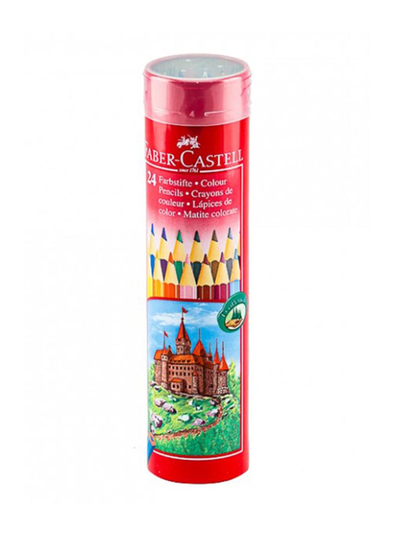 FABER-CASTELL Round Tin 24 Col Redline Colour Pencil - Al Masam Stationery LLC