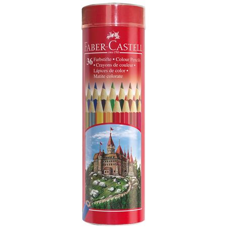 FABER-CASTELL Round Tin 36 Color Redline Colour Pencil - Al Masam Stationery LLC Main image