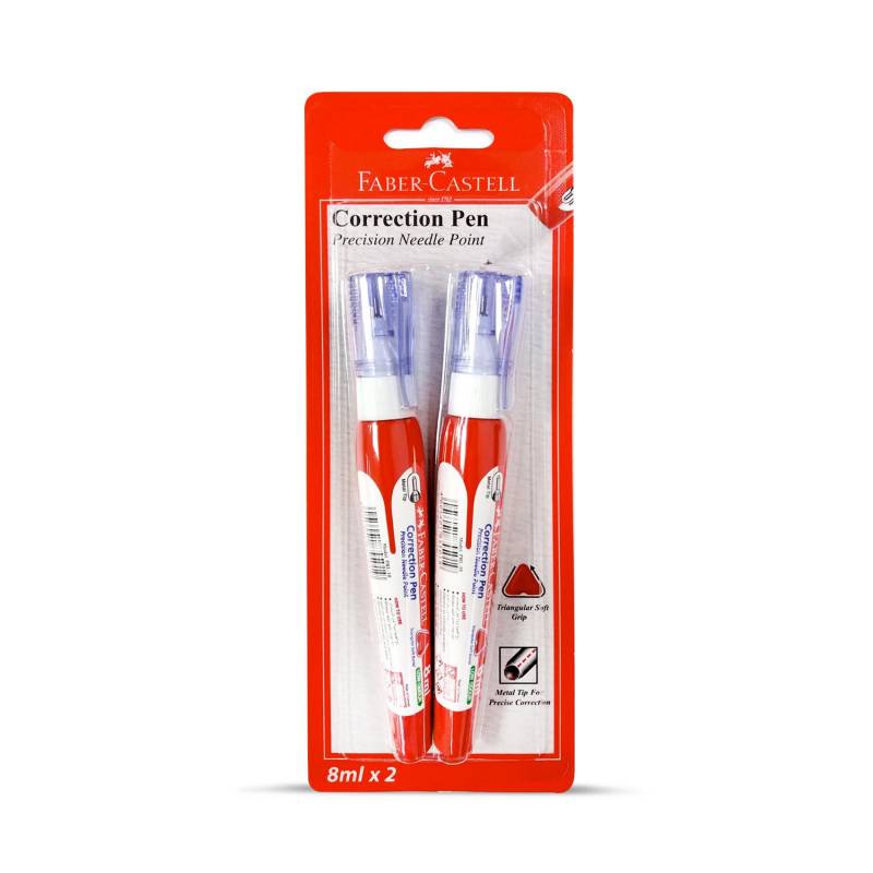 FABER-CASTELL Correction Pen Metal Tip Triangular Shape 8ml 2 Pcs/Blister - Al Masam Stationery LLC Main image