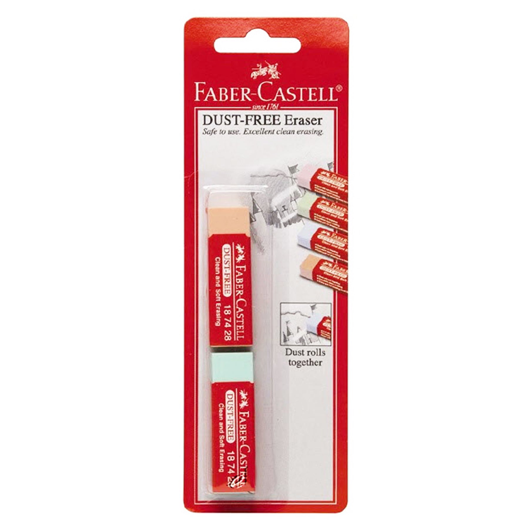 FABER-CASTELL DUST FREE ERASER 2PC B/C - Al Masam Stationery LLC Main image