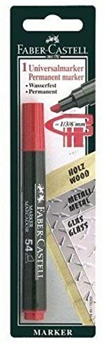 FABER-CASTELL MARKER CHISEL TIP RED BLISTER - Al Masam Stationery LLC Main image