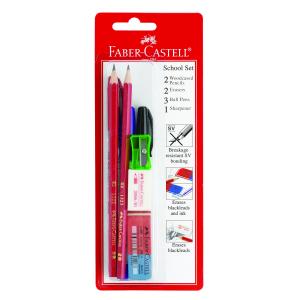 FABER-CASTELL SCHOOL SET (2PC+2ER+3BP+1SHP) - Al Masam Stationery LLC Main image