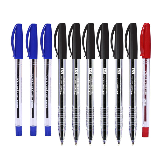 FABER-CASTELL Ball Point Pen 0.7mm Assorted - (Pack of 10) - Al Masam Stationery LLC