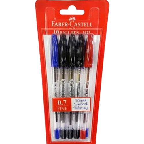 FABER-CASTELL Ball Point Pen 0.7mm Assorted - (Pack of 5) - Al Masam Stationery LLC