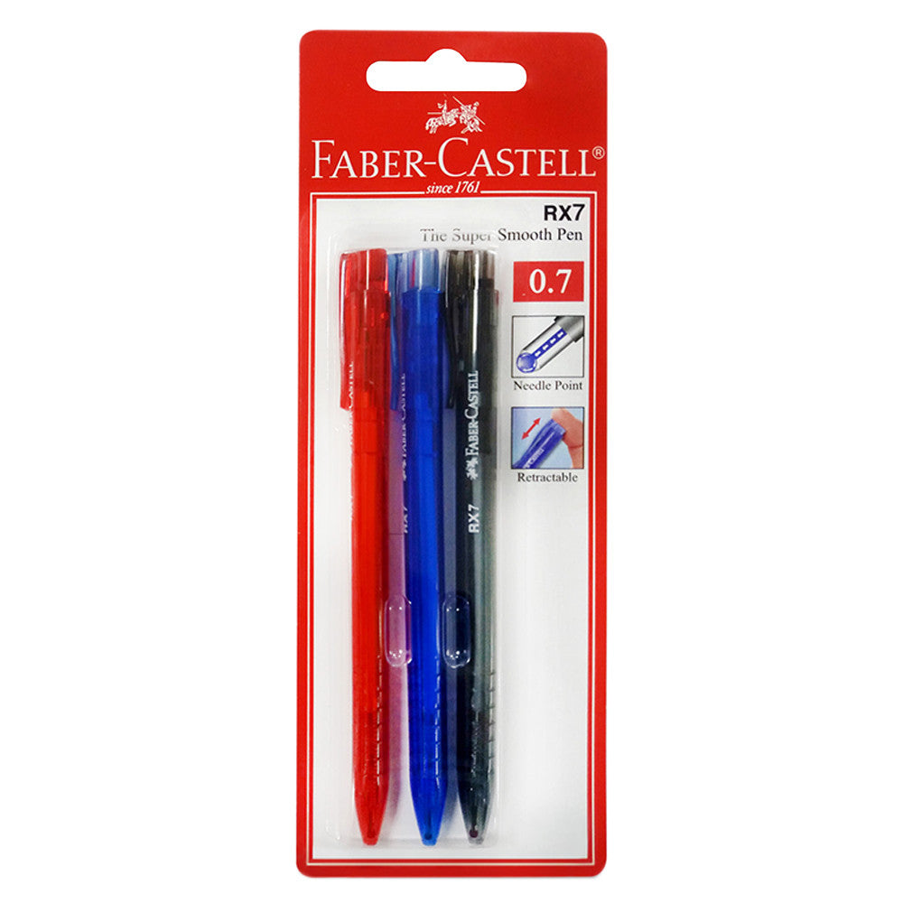 FABER-CASTELL Ballpen RX7 545403 0.7 Asst Col 3x BC - Al Masam Stationery LLC Main image
