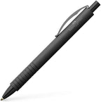 Faber-Castell Essentio aluminium black ballpoint pen with sleek design and black ink, featuring a modern metallic finish.