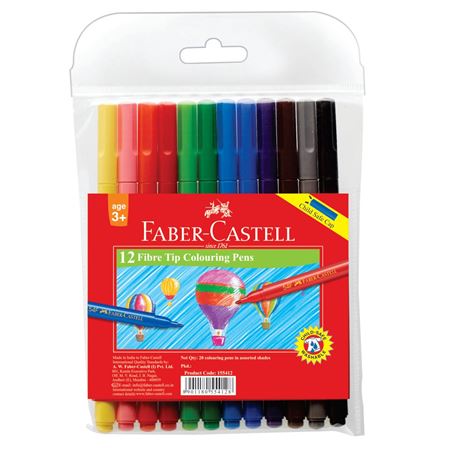 FABER-CASTELL Fibre Tip Pens Full Color Body Set of 12 - Al Masam Stationery LLC Main image