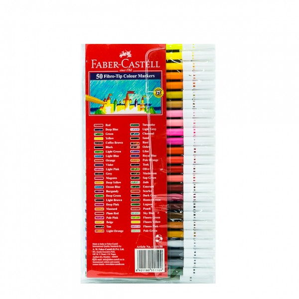 FABER-CASTELL Fibre Tip Pens Set of 50 - Al Masam Stationery LLC Main image