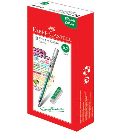 FABER-CASTELL Gel Pen True Gel Colour GREEN 0.7mm  Box of 10 - Al Masam Stationery LLC Main image