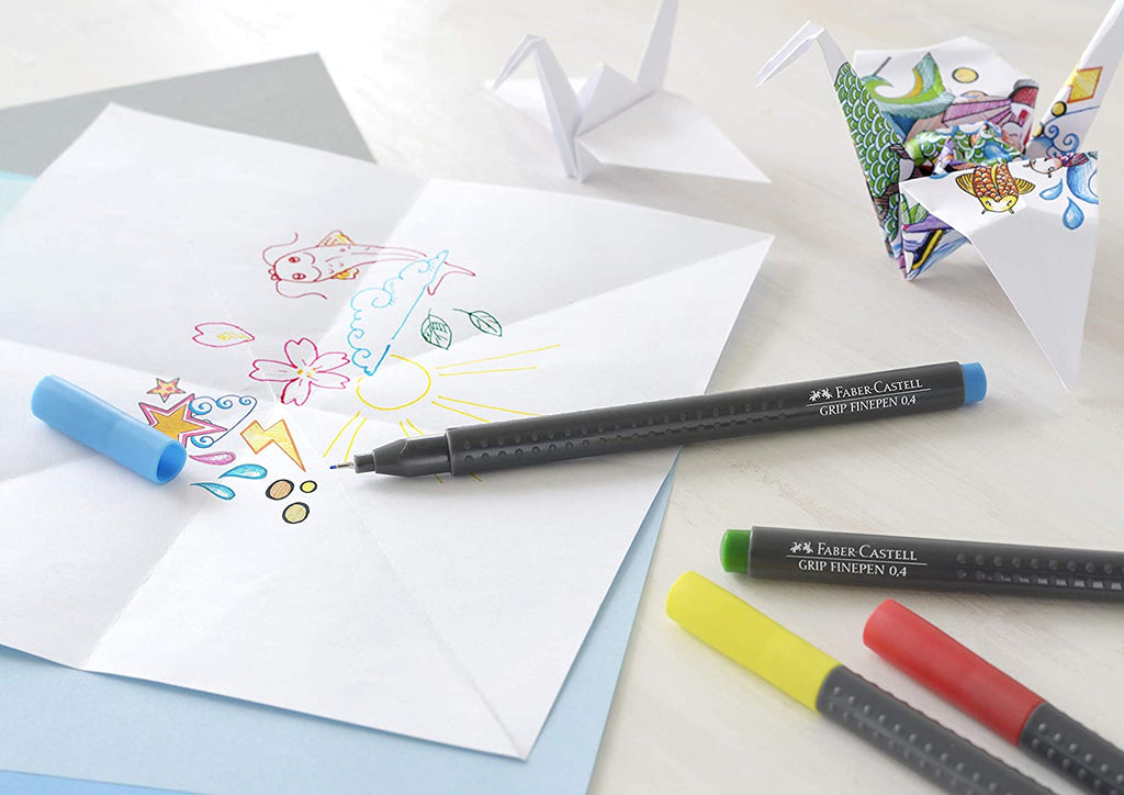 FABER-CASTELL Grip Fine Pen Plastic Wallet of 10 colors 0.4mm - Al Masam Stationery LLC