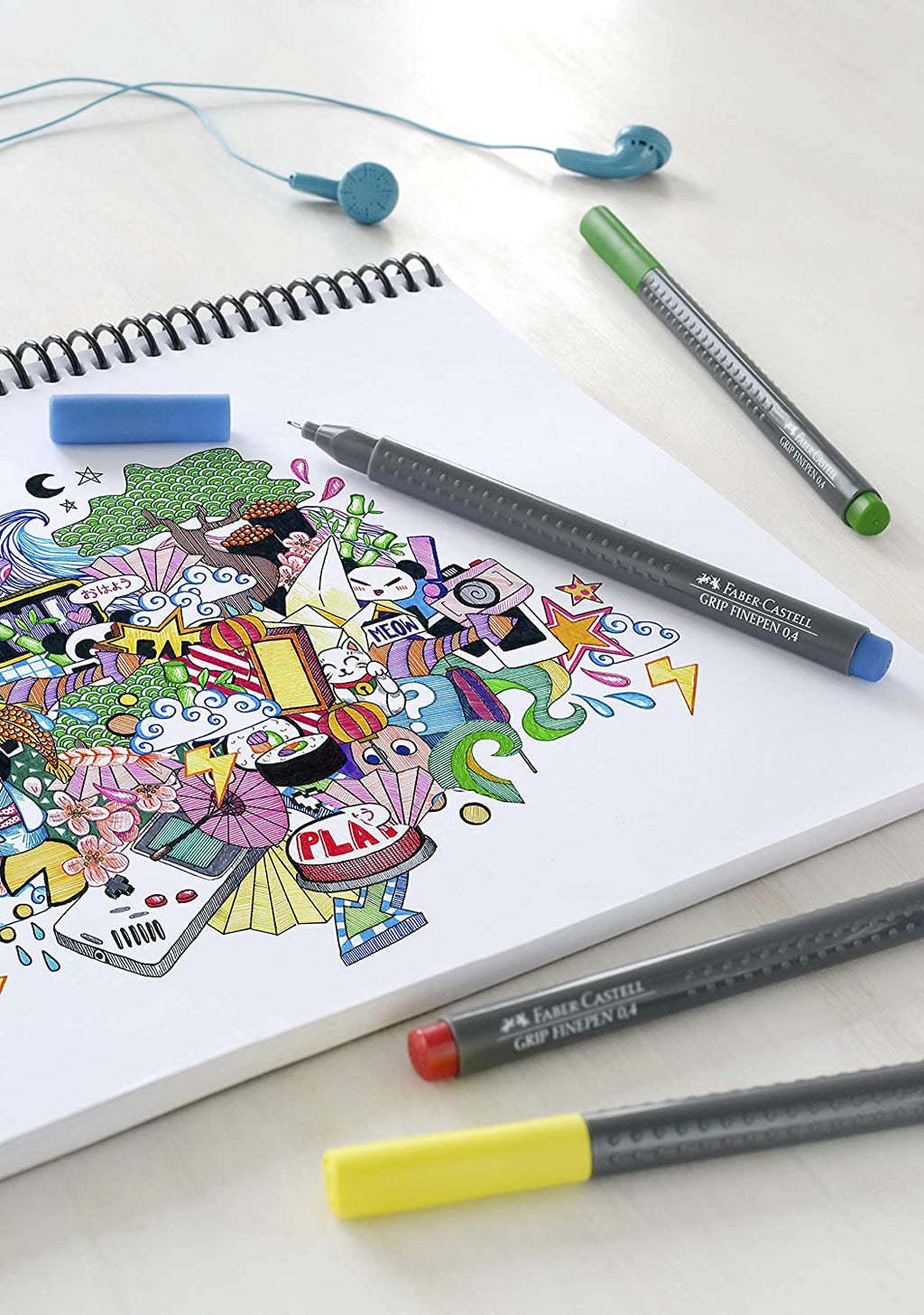 FABER-CASTELL Grip Fine Pen Plastic Wallet of 10 colors 0.4mm - Al Masam Stationery LLC