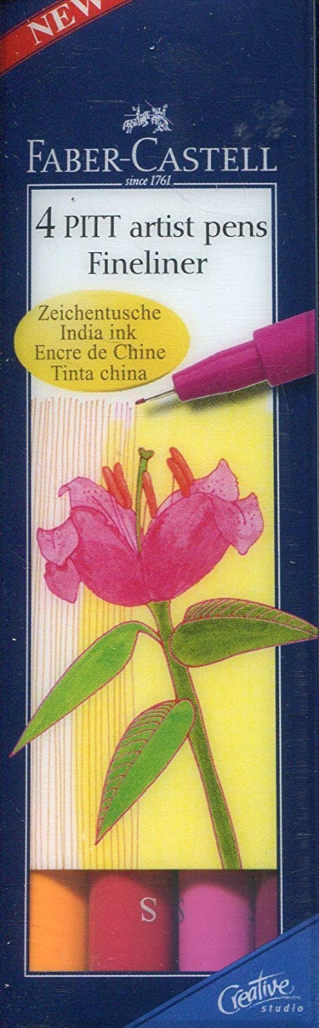 FABER-CASTELL PITT Artist Pens S Wallet of 4 "Warm Colors" - Al Masam Stationery LLC Main image
