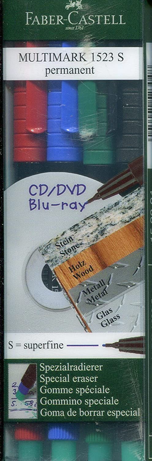 FABER-CASTELL Multimark Super Fine S Permanent 0.4mm Wallet of 4 - Al Masam Stationery LLC Main image