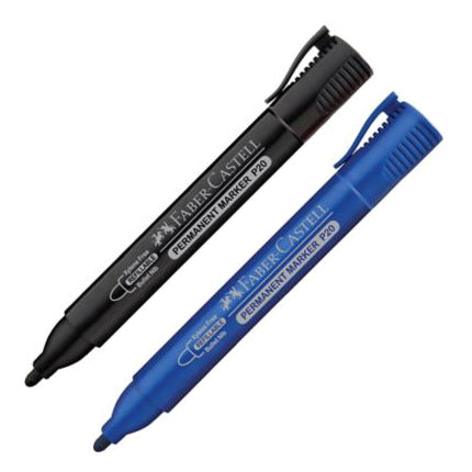 FABER-CASTELL Per/ Marker P20 Bullet 2pc Blister Blue&Black-254133 - Al Masam Stationery LLC Main image