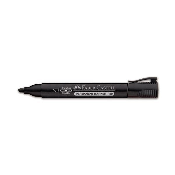 FABER-CASTELL Perm Marker P50(254299) Black Chisel Tip - Al Masam Stationery LLC Main image