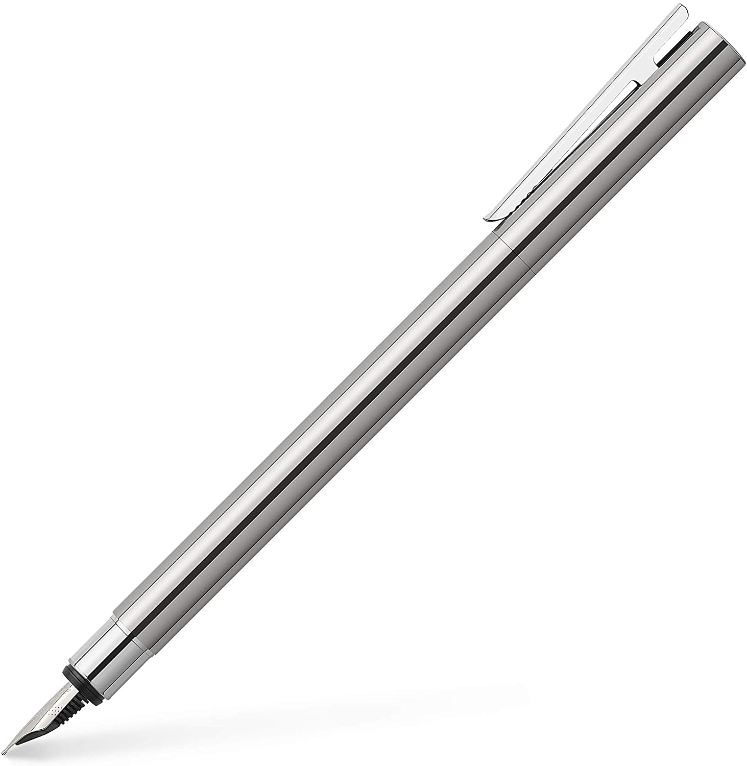 FABER-CASTELL FP Neo Slim Stainless Steel Shiny,F - Al Masam Stationery LLC Main image