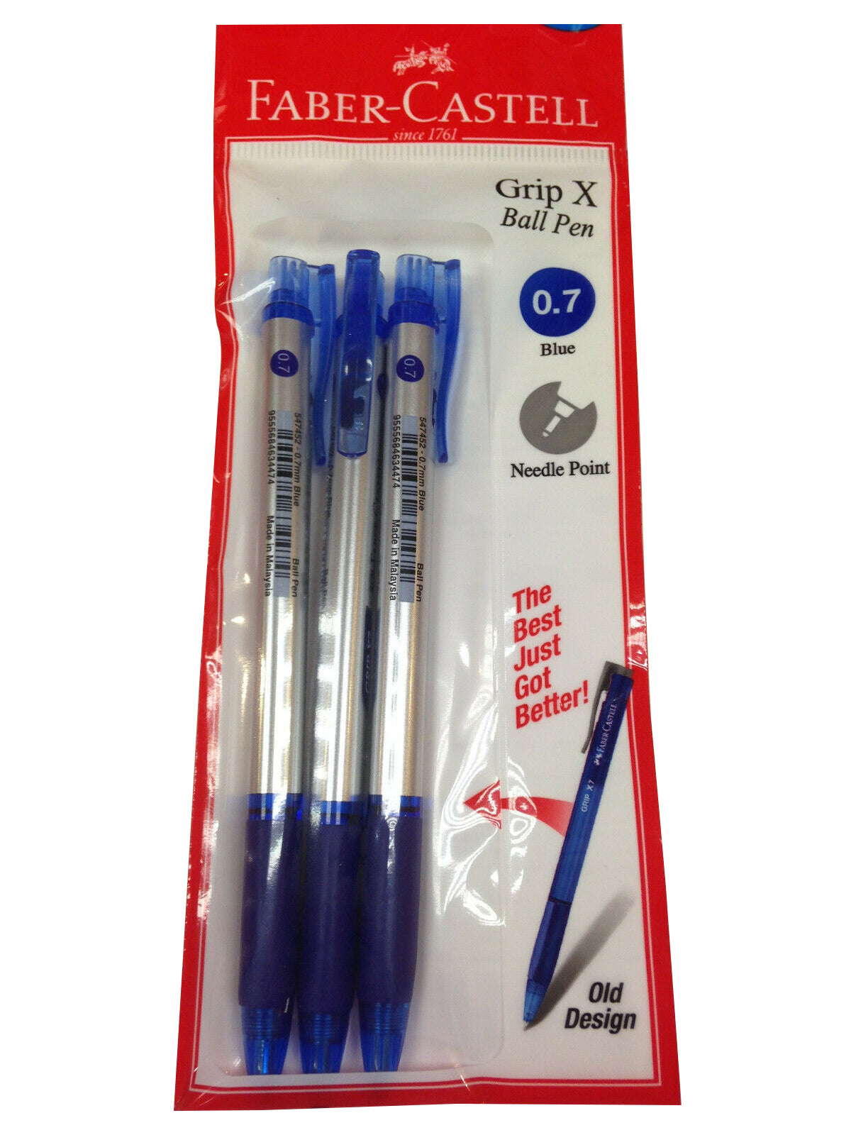 FABER-CASTELL GRIP BALL 0.7 3PC ASST BP - Al Masam Stationery LLC Main image
